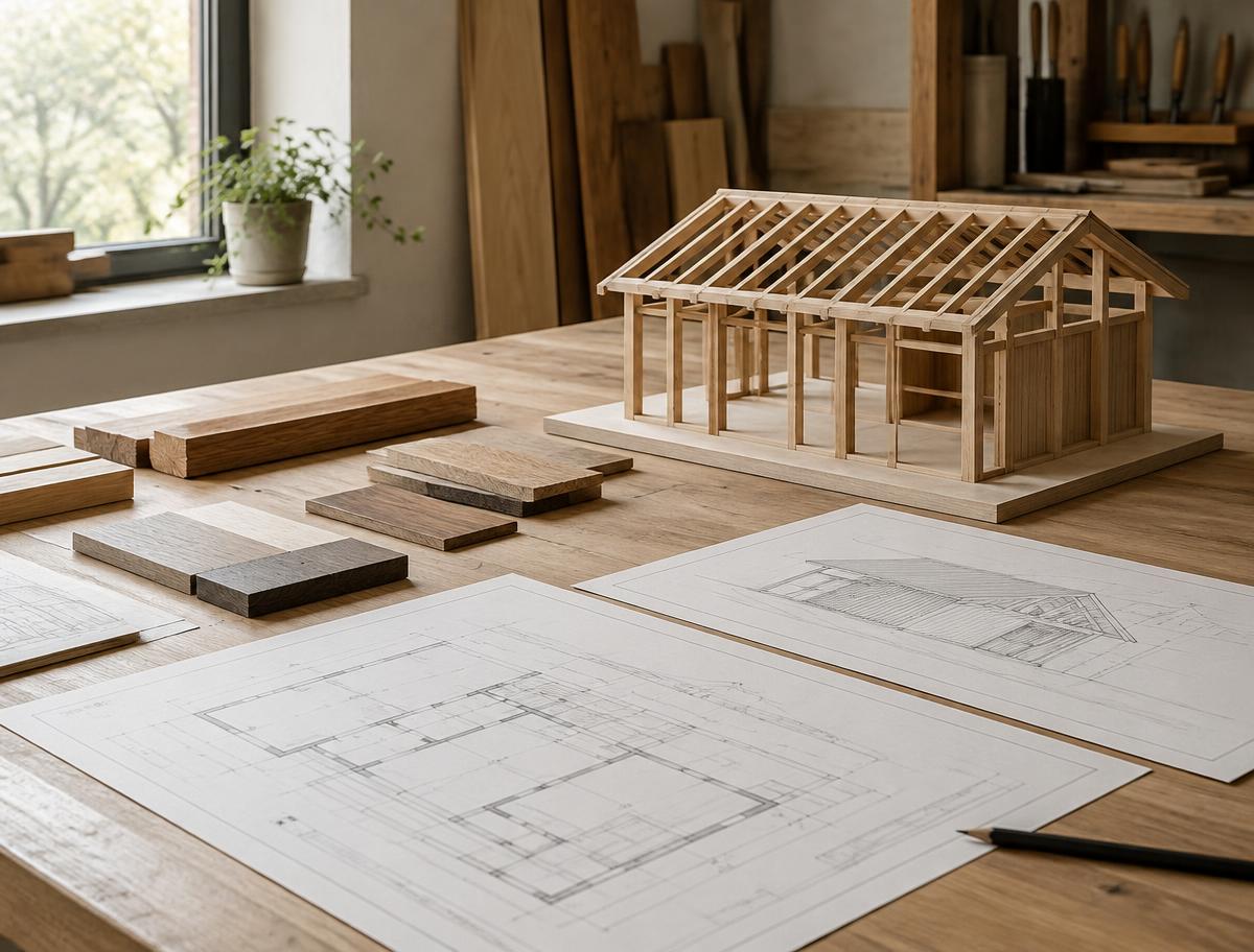 Illustrative timber model and plans for a future bespoke project