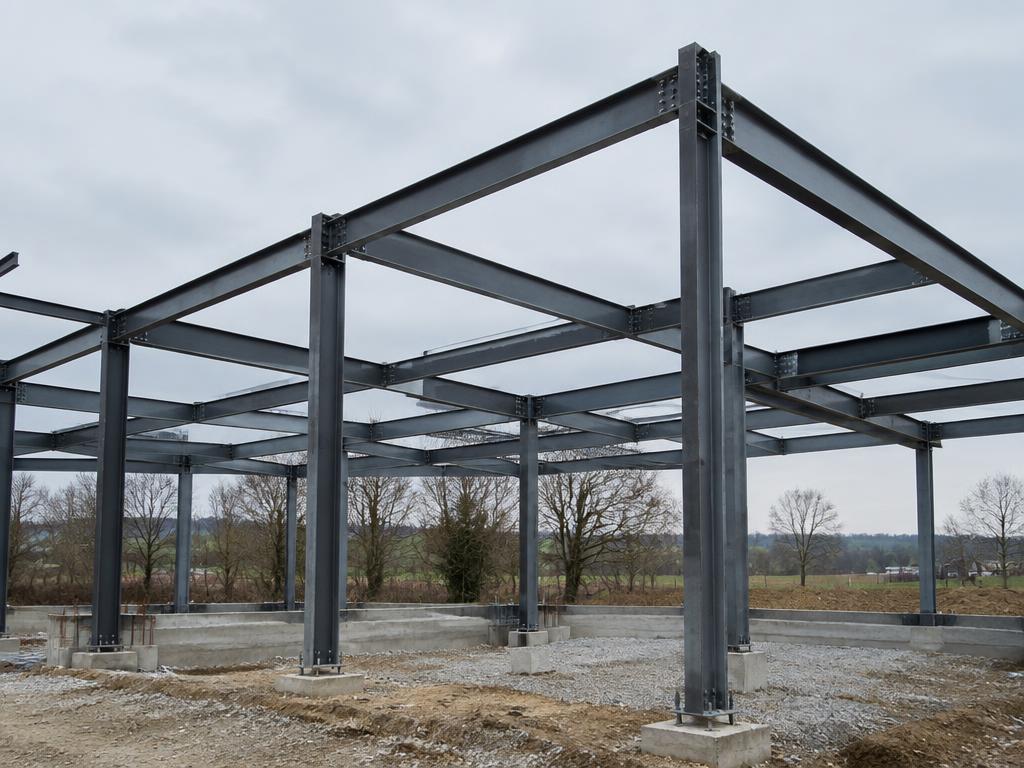 Illustrative structural steel frame under construction